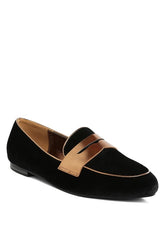 Women Malta Penny Strap Velvet Flat Heel Loafers | Zarnesh