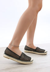 Women Manara Mesh Espadrille Woven Toe Cap Flat Heel Loafers Zarnesh