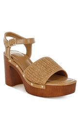 Women Mazaro Raffia High Platform Block Heel Sandals | Zarnesh