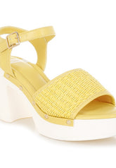 Women Mazaro Raffia High Platform Block Heel Sandals | Zarnesh