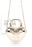 Women Metallic Color Locket Style Clasp Closure Box Clutch Bag Zarnesh