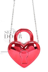 Women Metallic Color Locket Style Clasp Closure Box Clutch Bag Zarnesh
