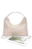 Women Metallic Straw Zip Closure Top Handle Shoulder Bag Zarnesh