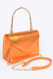 Women Metallic Top Handle Crossbody Swing Clutch Zarnesh