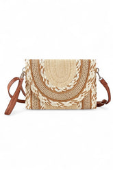 Women Mix Pattern Straw Summer Crossbody Swing Clutch Bag Zarnesh