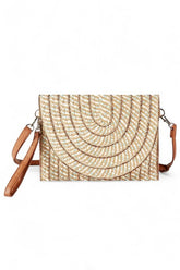 Women Mix Tone Faux Straw Convertible Crossbody Clutch Bag Zarnesh