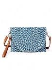 Women Mix Tone Faux Straw Convertible Crossbody Clutch Bag Zarnesh