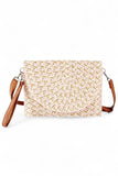 Women Mix Tone Faux Straw Convertible Crossbody Clutch Bag Zarnesh