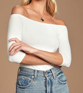Women Off The Shoulder Neckline Sleeves Darted Bodice Top Zarnesh