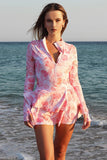 Women One Piece Long Sleeve UPF50 Ruffle Skirt Swim Suit Zarnesh