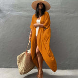 Women Lightweight Open Front Sely Kimono Drawstring Cover up Zarnesh