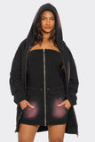 Women Oversized Pockets Zipper Ombre Hoodie and Dress Set Zarnesh