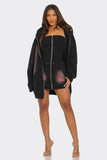 Women Oversized Pockets Zipper Ombre Hoodie and Dress Set Zarnesh