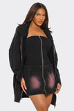 Women Oversized Pockets Zipper Ombre Hoodie and Dress Set Zarnesh