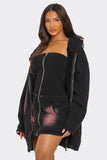 Women Oversized Pockets Zipper Ombre Hoodie and Dress Set Zarnesh