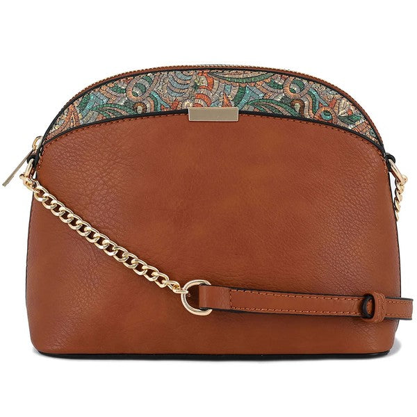 Women Paisley Accent Small Dome Chain Strap Crossbody Bag Zarnesh