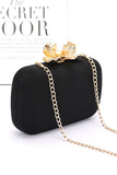 Women Pearl Flower Clasp Satin Box Secure Closure Clutch Bag Zarnesh