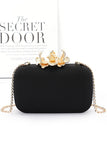 Women Pearl Flower Clasp Satin Box Secure Closure Clutch Bag Zarnesh