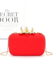 Women Pearl Flower Clasp Satin Box Secure Closure Clutch Bag Zarnesh