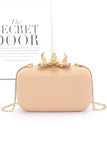 Women Pearl Flower Clasp Satin Box Secure Closure Clutch Bag Zarnesh