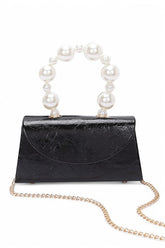 Women Pearl Handle Shoulder Chain Metallic Clutch Swing Bag Zarnesh