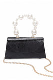 Women Pearl Handle Shoulder Chain Metallic Clutch Swing Bag Zarnesh
