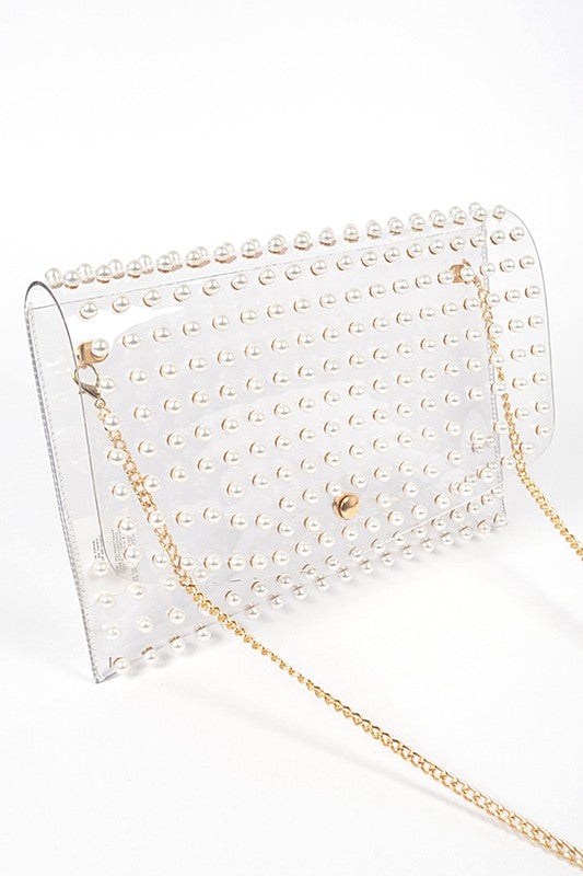 Women Pearl Studs Convertible Envelope Stadium Bag | Zarnesh