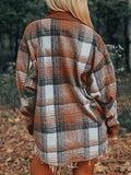 Women's Plaid Corduroy Patch Pocket Loose Shacket Shirt | Zarnesh