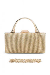Womens Pleated Glitter Box Clutch | Zarnesh