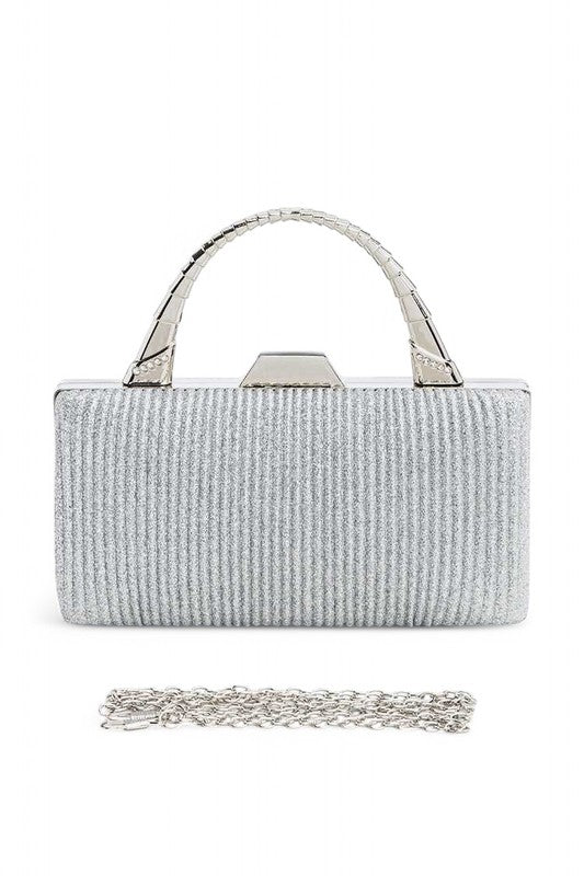 Womens Pleated Glitter Box Clutch | Zarnesh