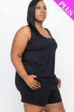 Women Plus Scoop Neck Comfy Tank Top Shorts Set | Zarnesh