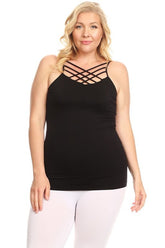 Women Plus Seamless Triple Criss Cross Front Longline Cami Top Zarnesh