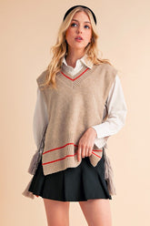 Women’s Posey Loose Side Tie Ribbed Knit Vest Poncho | Zarnesh