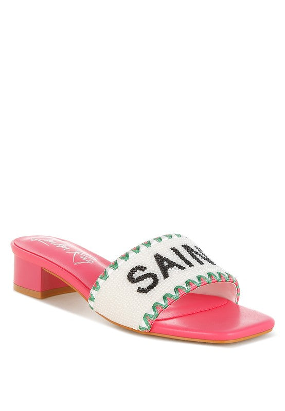 Women Poshta Saint Tropez Beaded Slip On Heeled Sandal | Zarnesh