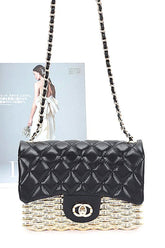 Women Quilted Flap Acrylic Metal Rattan Woven Shoulder Bag Zarnesh
