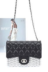 Women Quilted Flap Acrylic Metal Rattan Woven Shoulder Bag Zarnesh