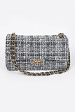 Women Quilted Tweed Secure Closure Convertible Shoulder Bag Zarnesh