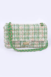 Women Quilted Tweed Secure Closure Convertible Shoulder Bag Zarnesh