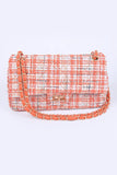 Women Quilted Tweed Secure Closure Convertible Shoulder Bag Zarnesh