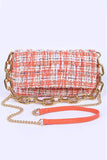Women Quilted Tweed Secure Spacious Chunky Chain Shoulder Bag Zarnesh