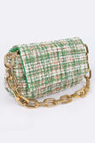 Women Quilted Tweed Secure Spacious Chunky Chain Shoulder Bag Zarnesh