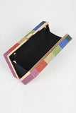 Womens Rainbow Color Shoulder Chain Rhinestone Pave Box Clutch Zarnesh