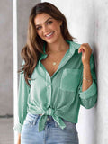 Women Regular Aussie Button Up Long Sleeves Collard Neck Shirt Zarnesh