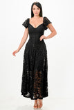 Women Regular Butterfly Sleeve Lace Maxi Dress | Zarnesh
