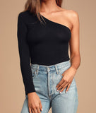 Women Regular Fit Asymmetrical Sleeve One Shoulder Knit Top Zarnesh
