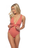 Women Removable Pads Halter Bow Tie Front One Piece Swimsuit Zarnesh