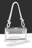 Women Rhinesotne Top Handle Acrylic Cleared Box Clutch Zarnesh