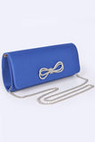 Women Rhinestone Bow Satin Clutch Bag Zarnesh