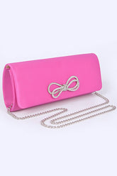 Women Rhinestone Bow Satin Clutch Bag Zarnesh