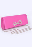 Women Rhinestone Bow Satin Clutch Bag Zarnesh